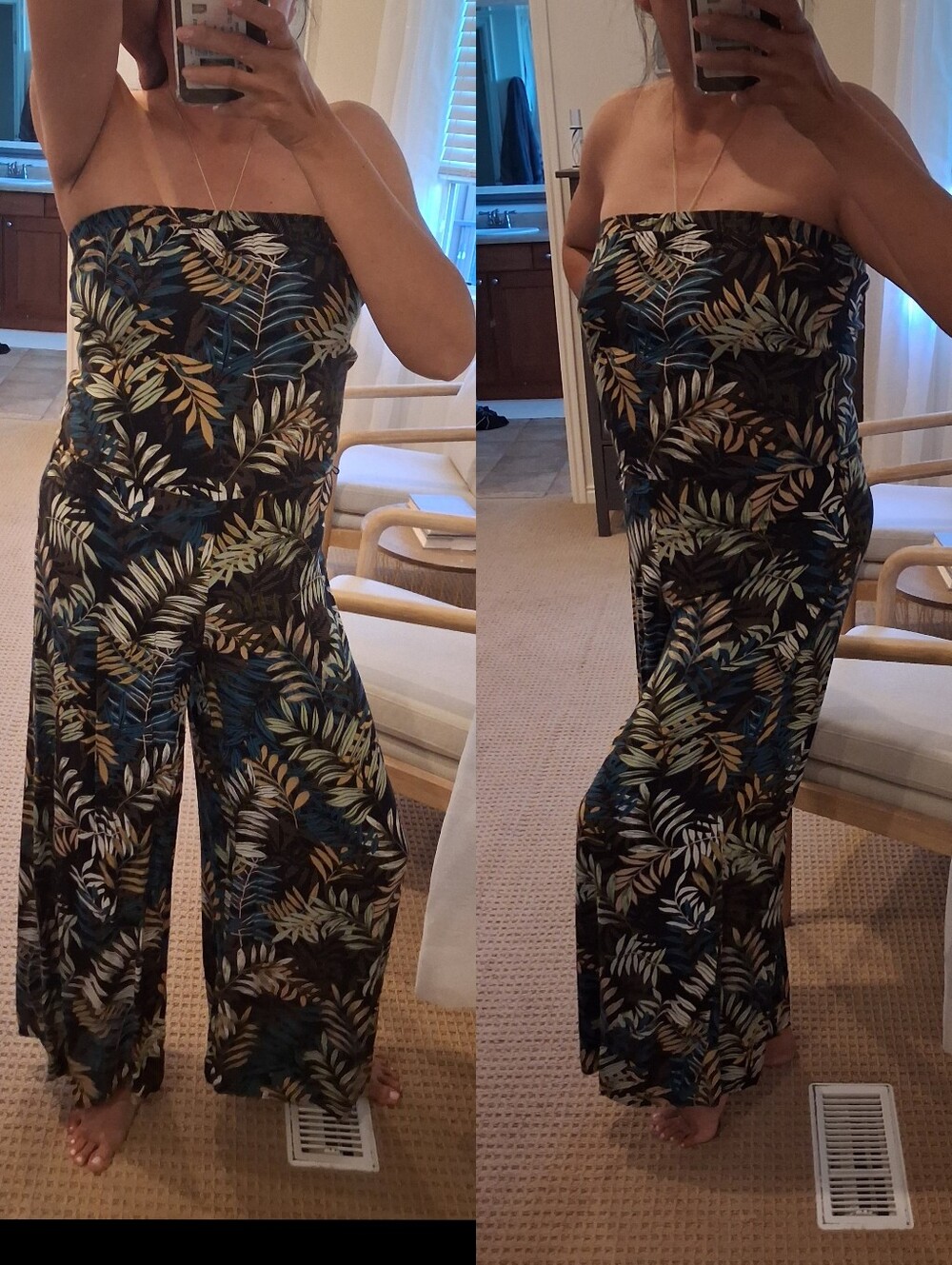 JBS strapless black with leaves print romper size small